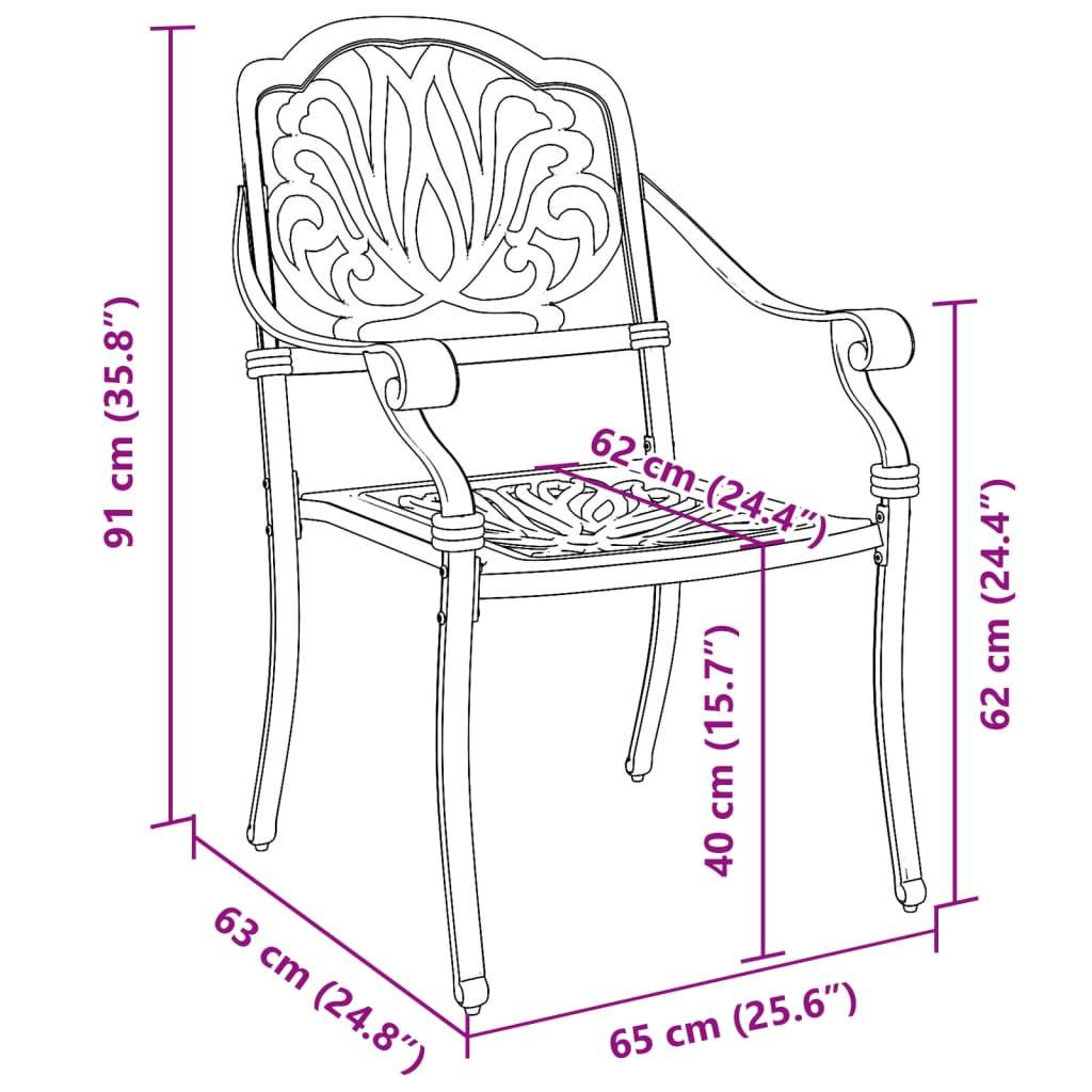 Chaise de jardin aluminium coulé verte 65 x 63 x 91 cm (lot de 2) - PANGIVO - Image 10