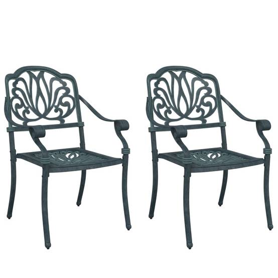 Chaise de jardin aluminium coulé verte 65 x 63 x 91 cm (lot de 2) - PANGIVO - Image 2