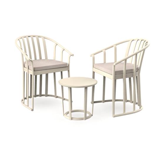 Fauteuils coussins et table Raff Resol plastique ivoire (Lot de 2+1) - Image 1