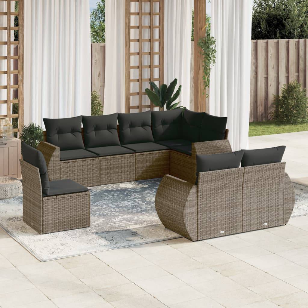 ComfortXL - Salon de Jardin Gris 8 Pièces en Résine Tressée Modulable Coussins Gris Foncé – ComfortXL Outdoor Living
