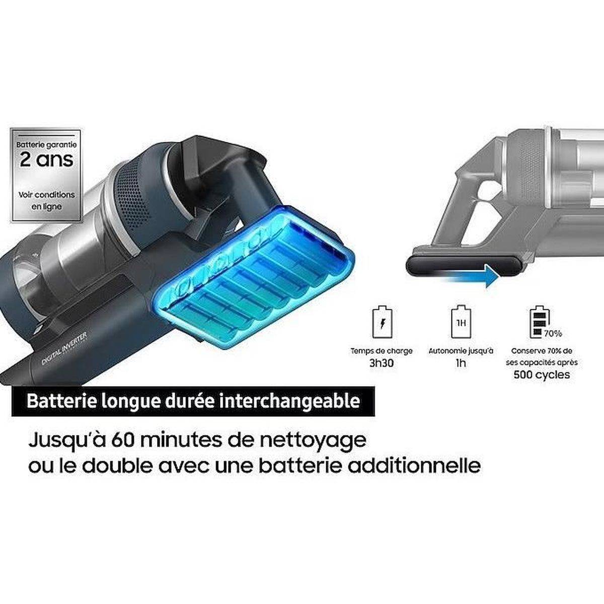 Aspirateur balai sans fil 2 en 1 Jet 75E Turbo 200 AW, multi-cyclone, jusqu’à 60 min - Samsung - Image 7