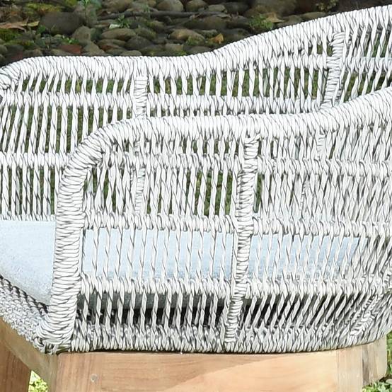 Fauteuils en résine tressée grise chiné Lounge avec coussin (lot de 2) - Gecko Jardin - Image 4