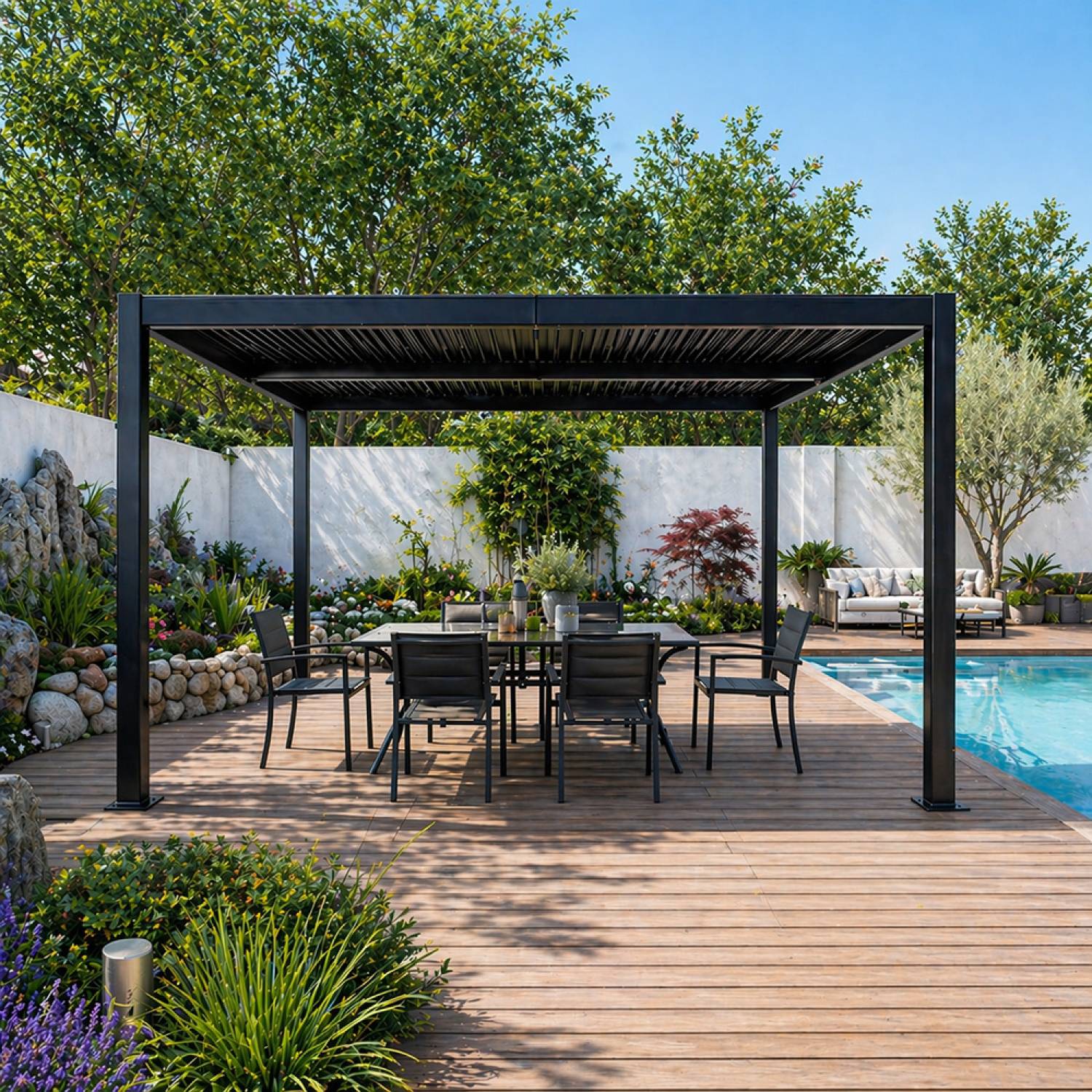 Pergola bioclimatique structure aluminium lames orientables 4x3m CORFU - Image 2