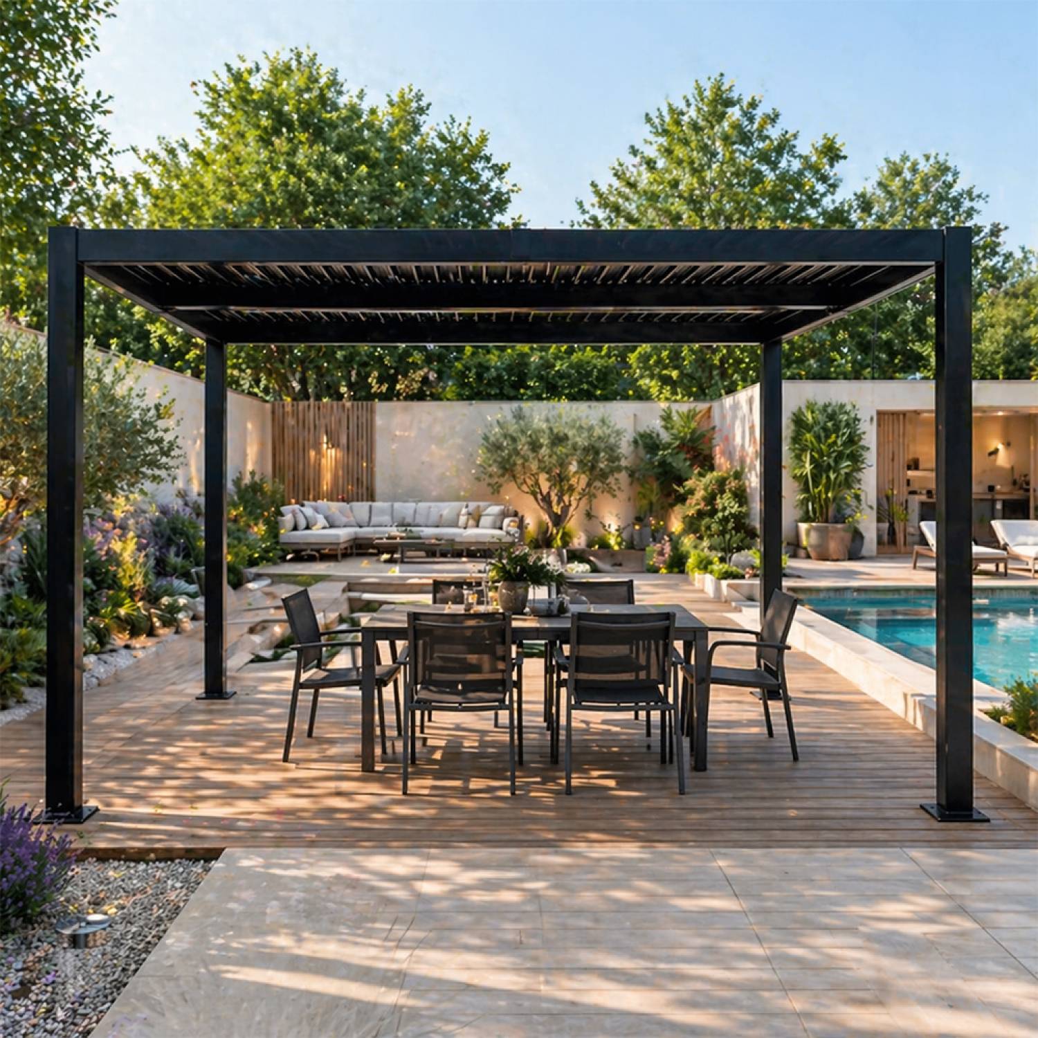 Pergola bioclimatique structure aluminium lames orientables 4x3m CORFU - Image 4