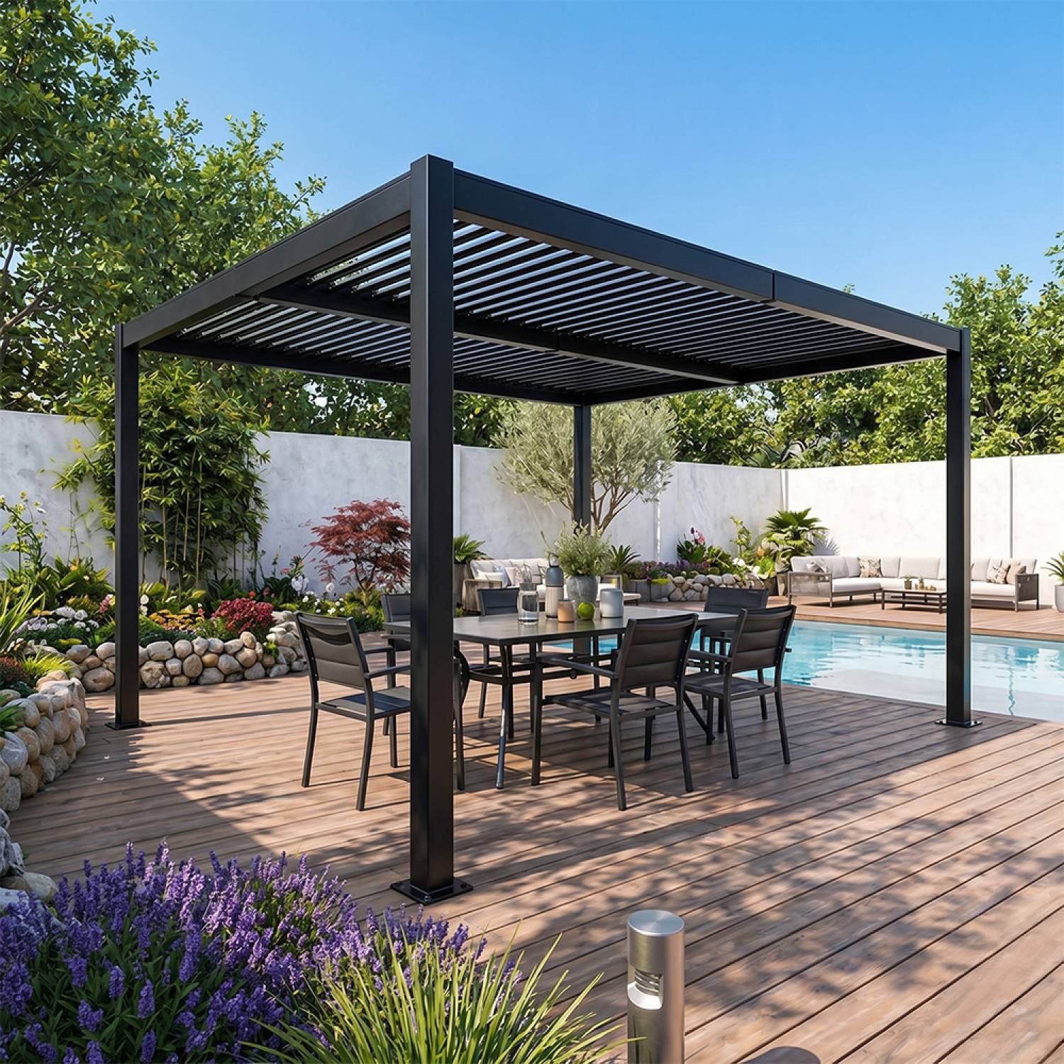 Pergola bioclimatique structure aluminium lames orientables 4x3m CORFU - Image 5