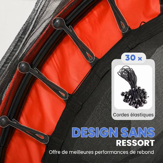 Trampoline Enfant Ø 1,63 × 1,9H m Filet de sécurité Porte zipée Couvre-Ressorts 6 poteaux rembourrés Inclus Rouge - Image 6