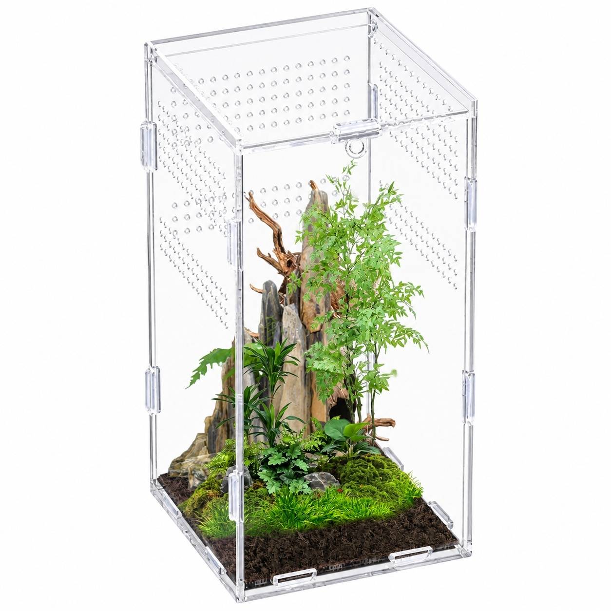 Terrarium Acrylique Transparent 360° Ventilé Pour Petits Reptiles Escargots Scorpions - Image 1