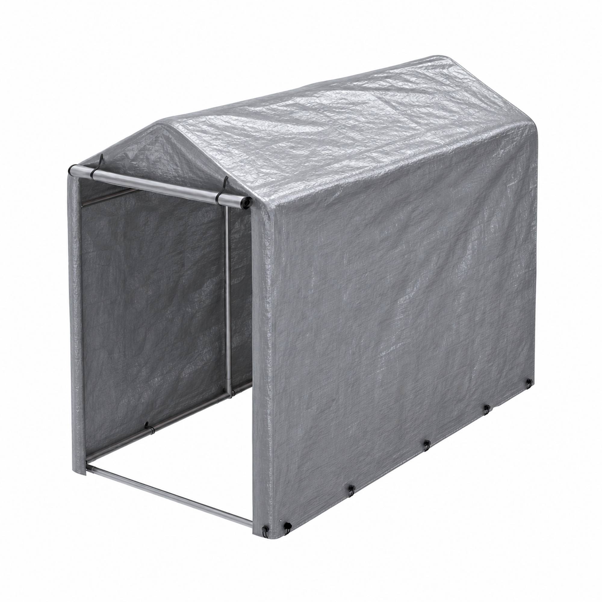 Petit abri vélo et rangement 187×100×160 cm, bâche PE étanche anti-UV, acier galvanisé gris - Image 5