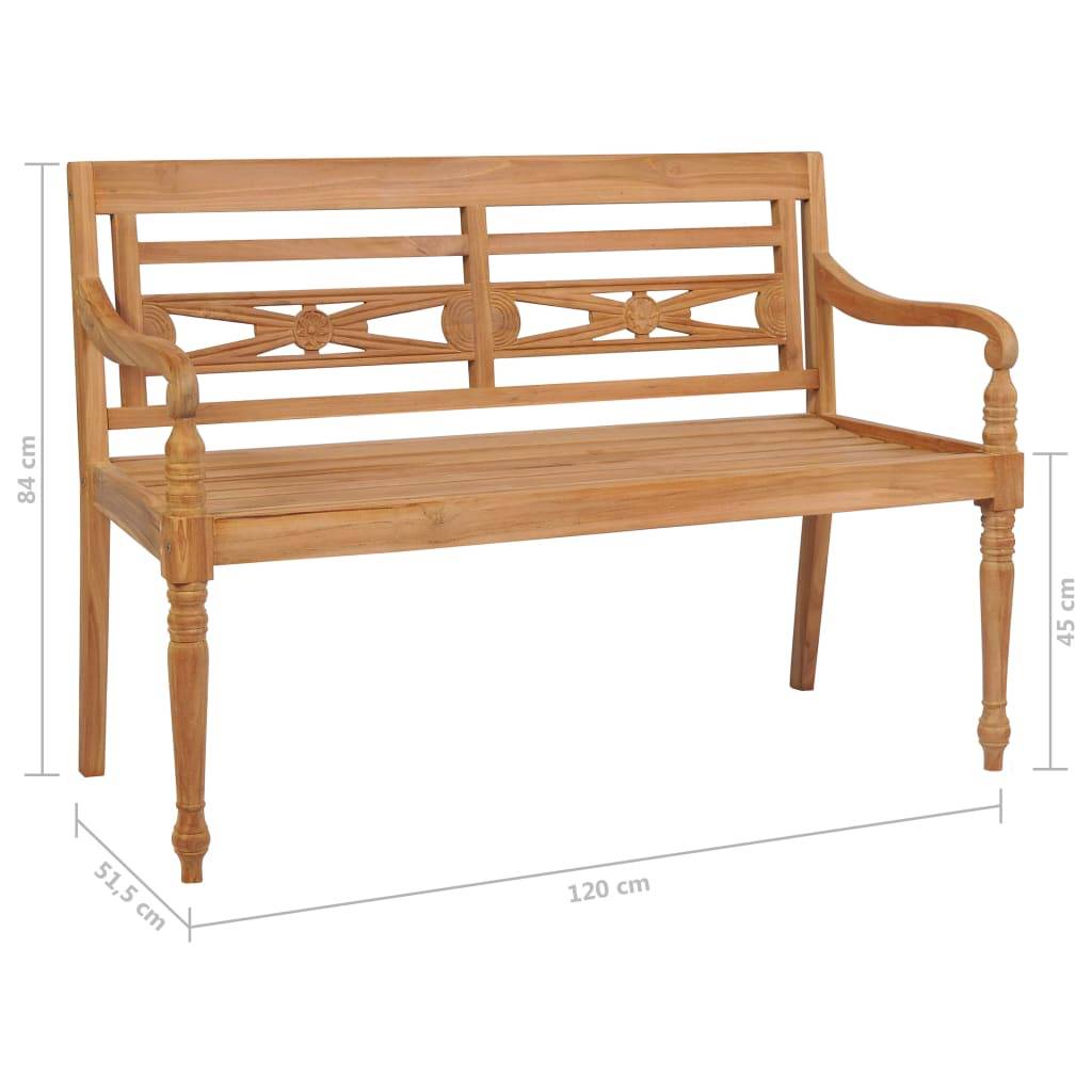 Helloshop26 - Banc de jardin meuble de patio d'extérieur terrasse avec coussin bordeaux 120 cm bois de teck massif - Image 8