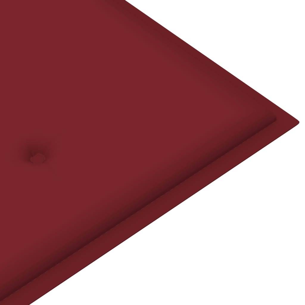Helloshop26 - Banc de jardin meuble de patio d'extérieur terrasse avec coussin bordeaux 120 cm bois de teck massif - Image 7