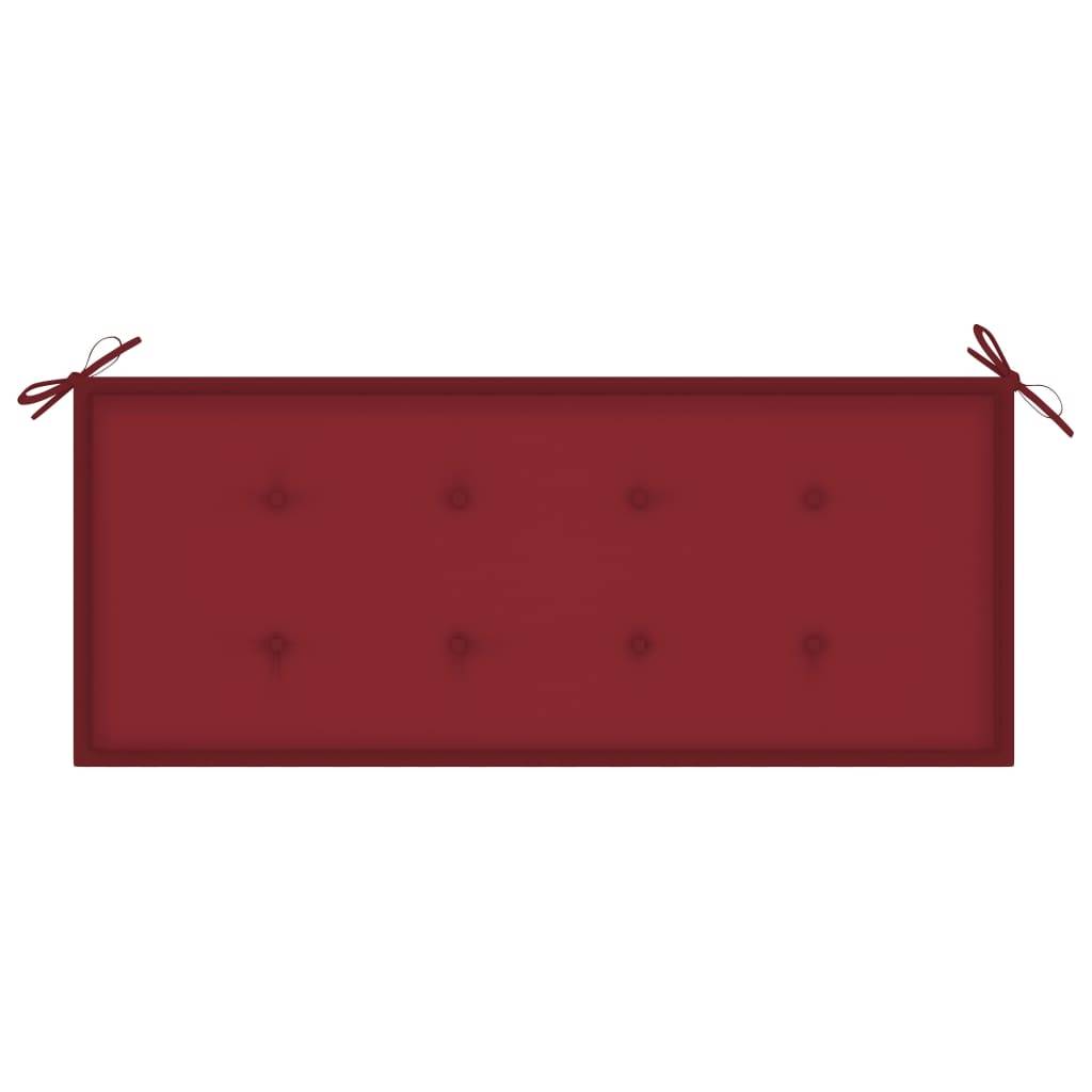 Helloshop26 - Banc de jardin meuble de patio d'extérieur terrasse avec coussin bordeaux 120 cm bois de teck massif - Image 6