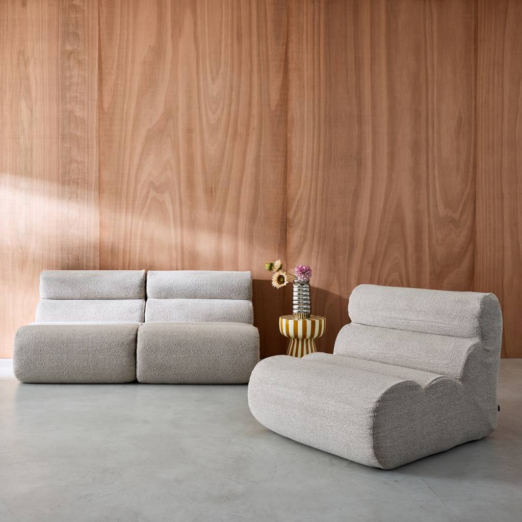 sweeek - Lot de 3 chauffeuses compressées bouclette texturée beige 1 place - L 81 x P 99 x H 75cm - Nova | sweeek - Image 1
