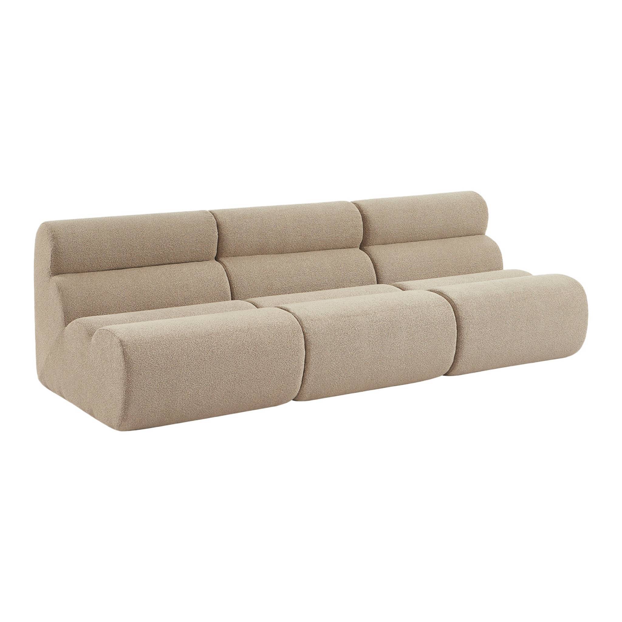 sweeek - Lot de 3 chauffeuses compressées bouclette texturée beige 1 place - L 81 x P 99 x H 75cm - Nova | sweeek - Image 2
