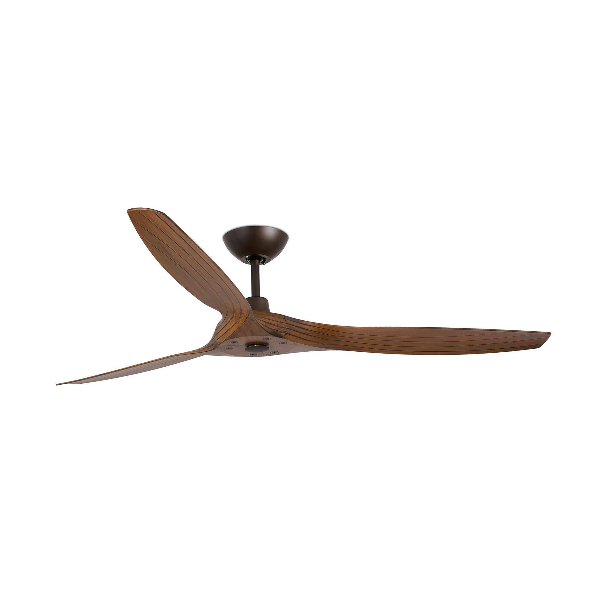 Ventilateur plafond acier marron noyer 3 pales ABS moteur DC lumiere telecommande - Image 2