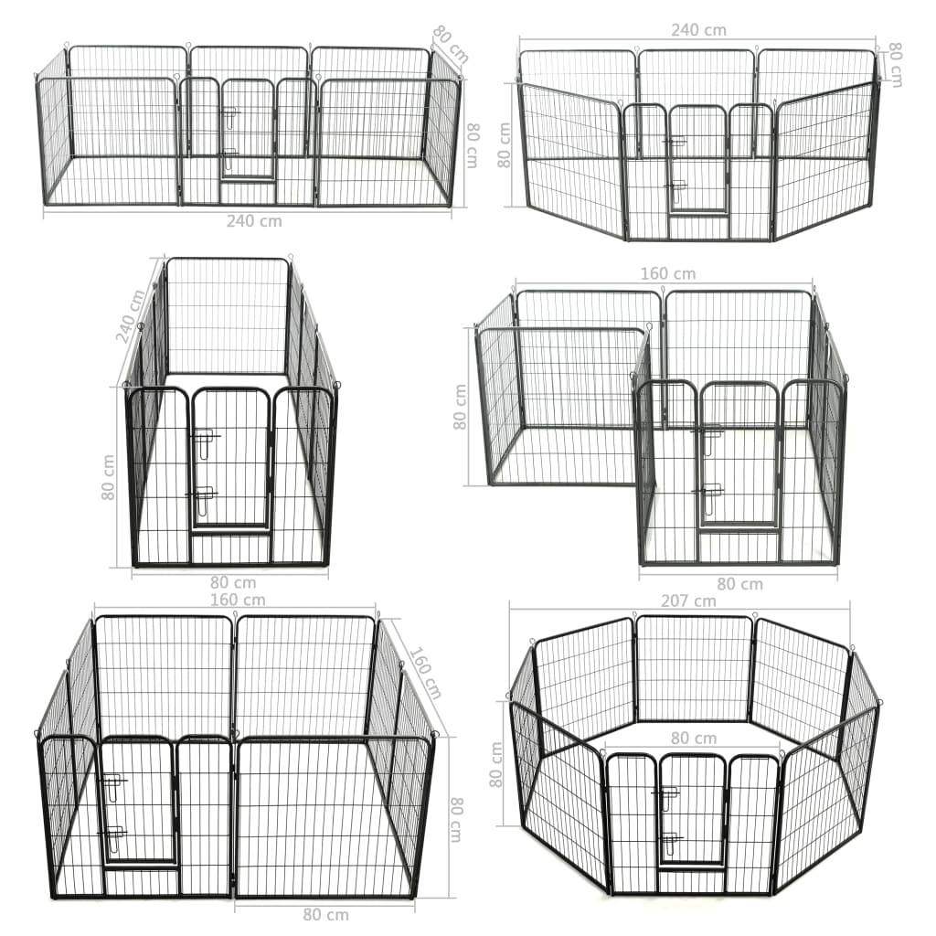Vidaxl - Parc pour chiens 8 panneaux Acier 80 x 80 cm Noir vidaXL 170571 - Image 3