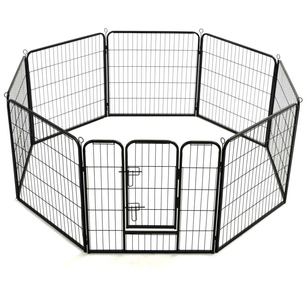 Vidaxl - Parc pour chiens 8 panneaux Acier 80 x 80 cm Noir vidaXL 170571 - Image 5