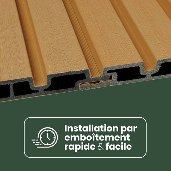 Kit Bardage Composite MEZZO Latte - Superficie : 30m² - Dimension des lames : 220x17,8x2,3 cm - Aspect mat - Image 3