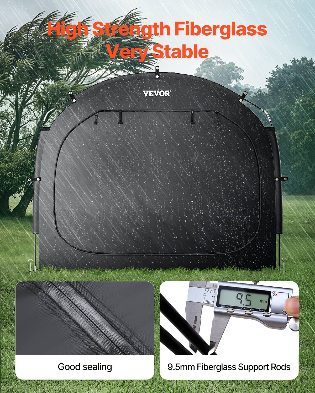 Vevor - VEVOR Abri vélo 5 vélos, spacieux, étanche, fenêtre ventilée, oxford, poteaux fibre verre. - Image 4