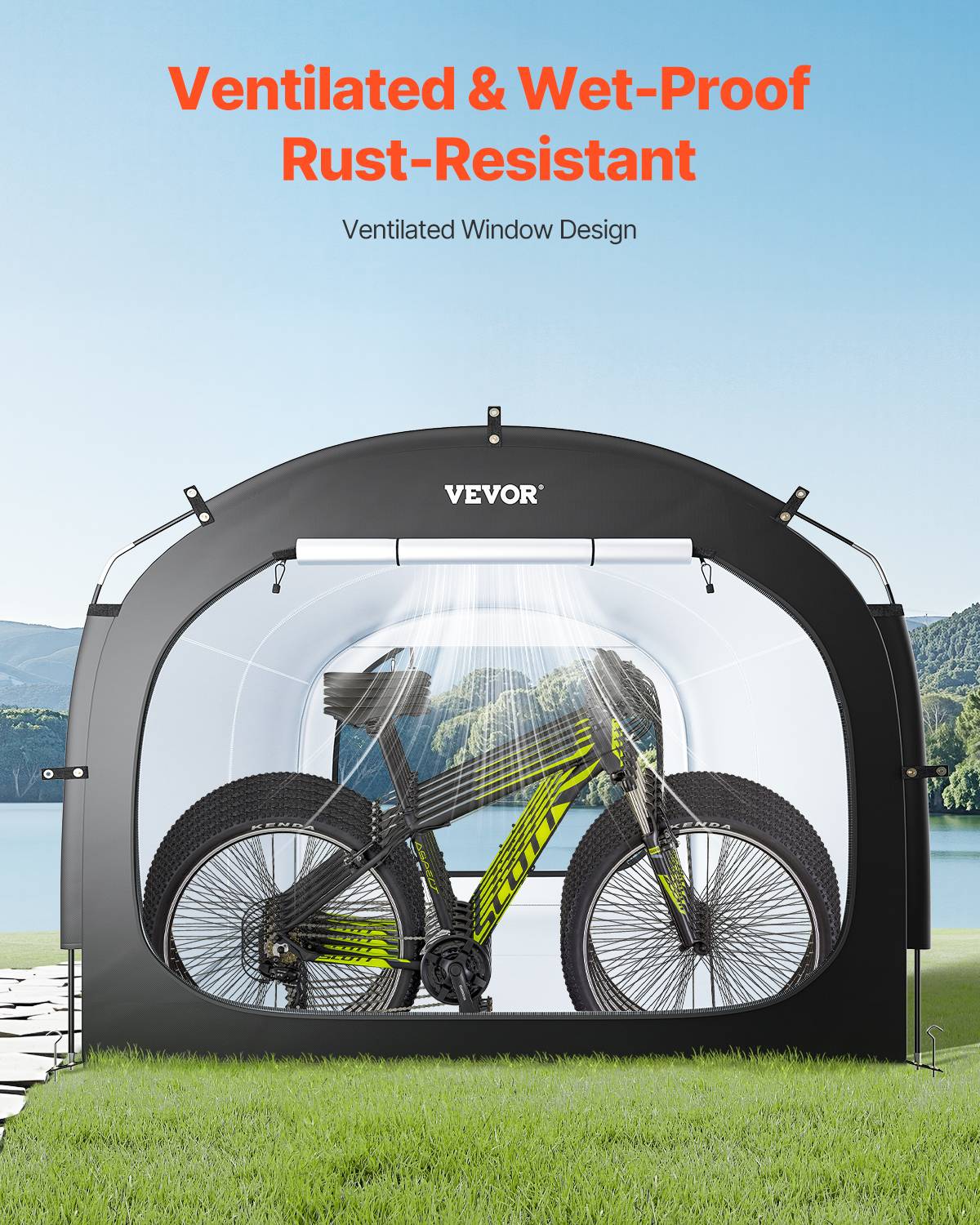 Vevor - VEVOR Abri vélo 5 vélos, spacieux, étanche, fenêtre ventilée, oxford, poteaux fibre verre. - Image 6