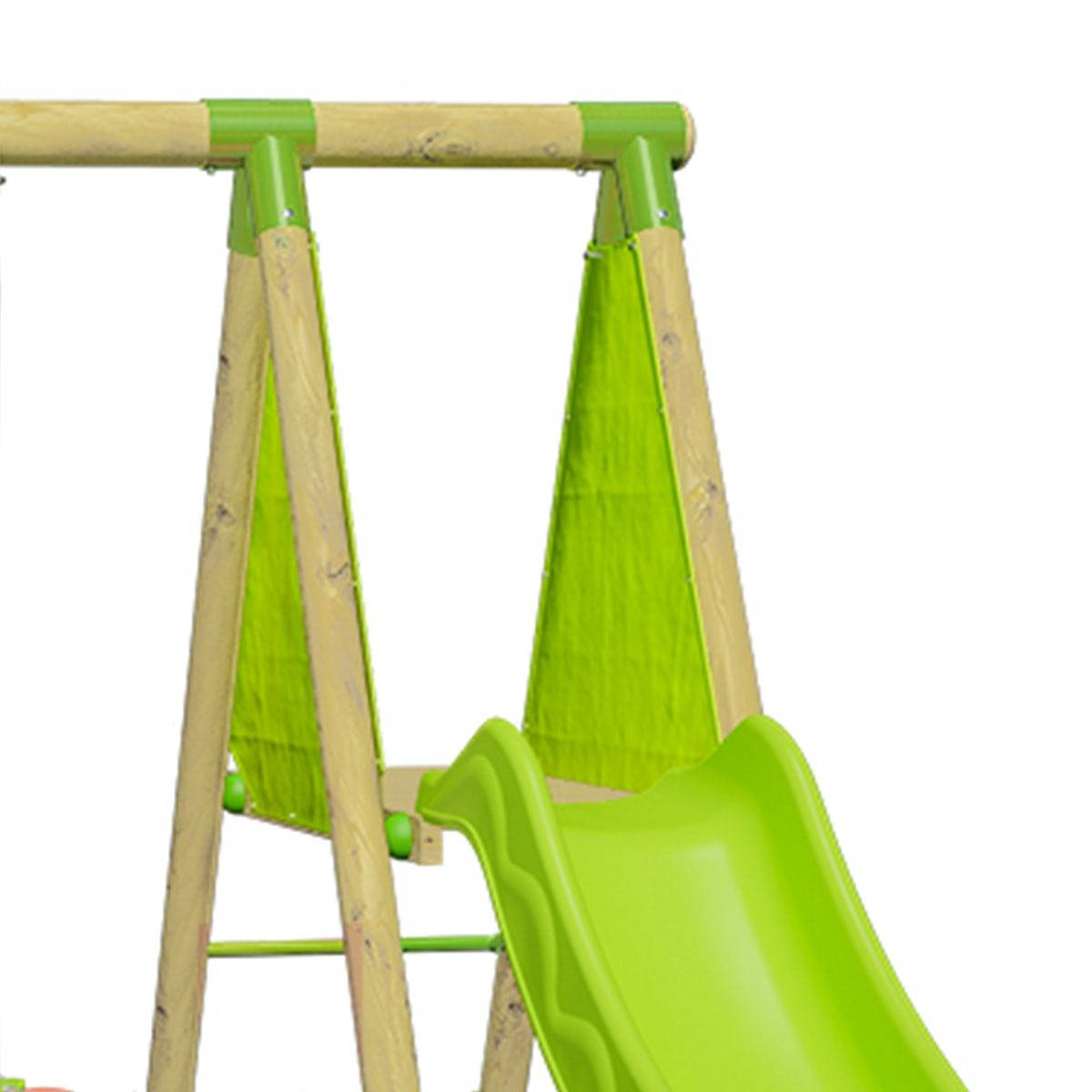 Station de jeux bois 2,30 m Topwood YAKI VERT - 6 enfants - Image 9