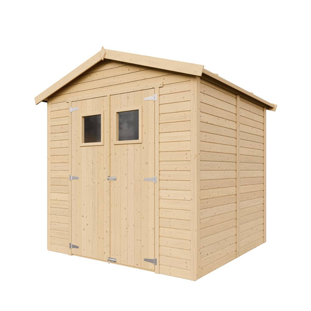 Timbela - Abri de Jardin en Bois Naturel H228x222x233 cm/4,2 m² avec les planchers imprégné et fenêtres - 17 mm d’épaisseur - Timbela M351+M351G - Image 4