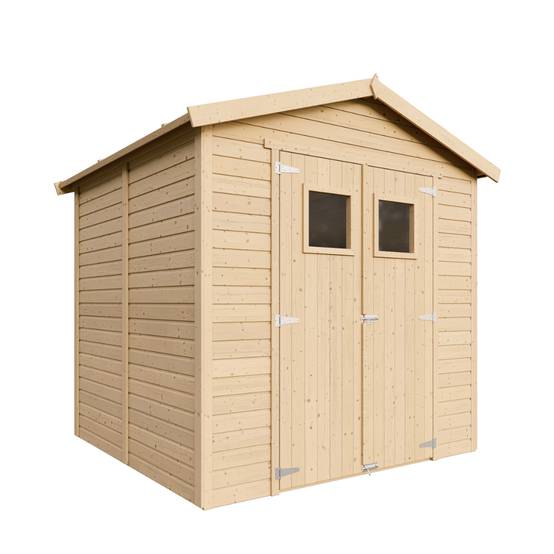 Timbela - Abri de Jardin en Bois Naturel H228x222x233 cm/4,2 m² avec les planchers imprégné et fenêtres - 17 mm d’épaisseur - Timbela M351+M351G - Image 2