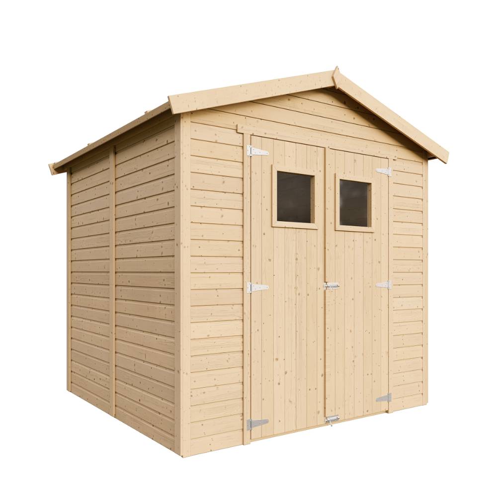 Timbela - Abri de Jardin en Bois Naturel H228x222x233 cm/4,2 m² avec les planchers imprégné et fenêtres - 17 mm d’épaisseur - Timbela M351+M351G - Image 2