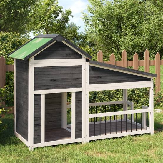 Chenil bois de pin gris 143 x 60.5 x 109 cm - PANGIVO - Image 1