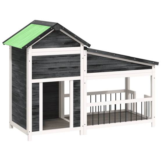 Chenil bois de pin gris 143 x 60.5 x 109 cm - PANGIVO - Image 2