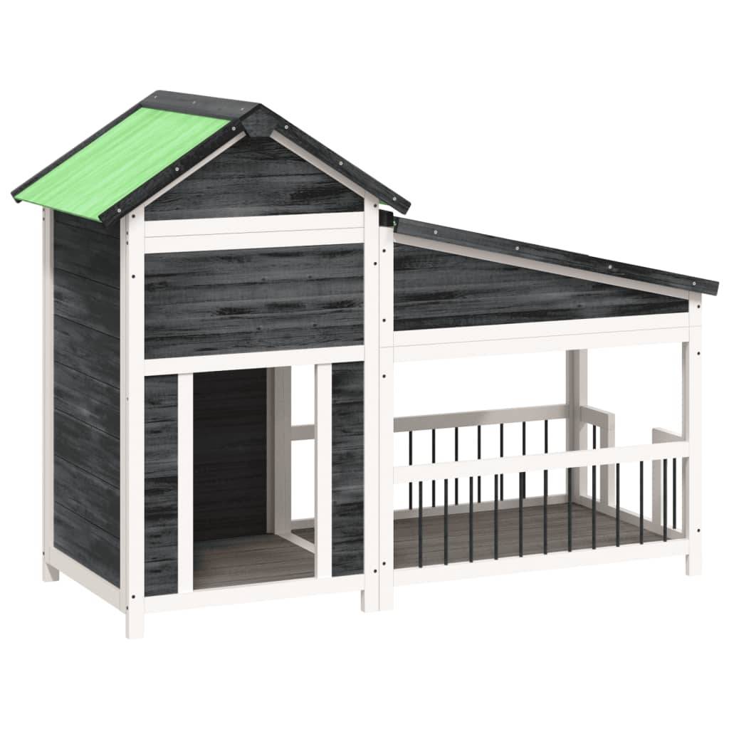 Chenil bois de pin gris 143 x 60.5 x 109 cm - PANGIVO - Image 2