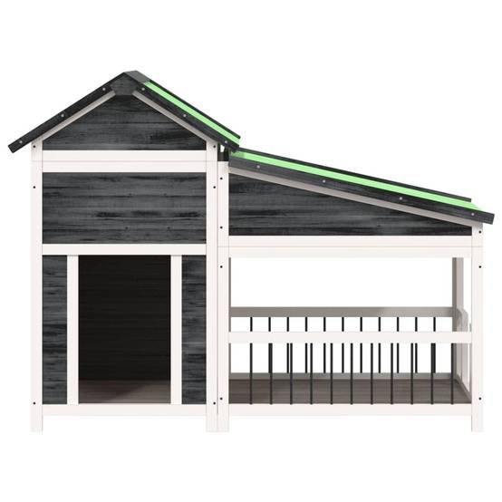 Chenil bois de pin gris 143 x 60.5 x 109 cm - PANGIVO - Image 3