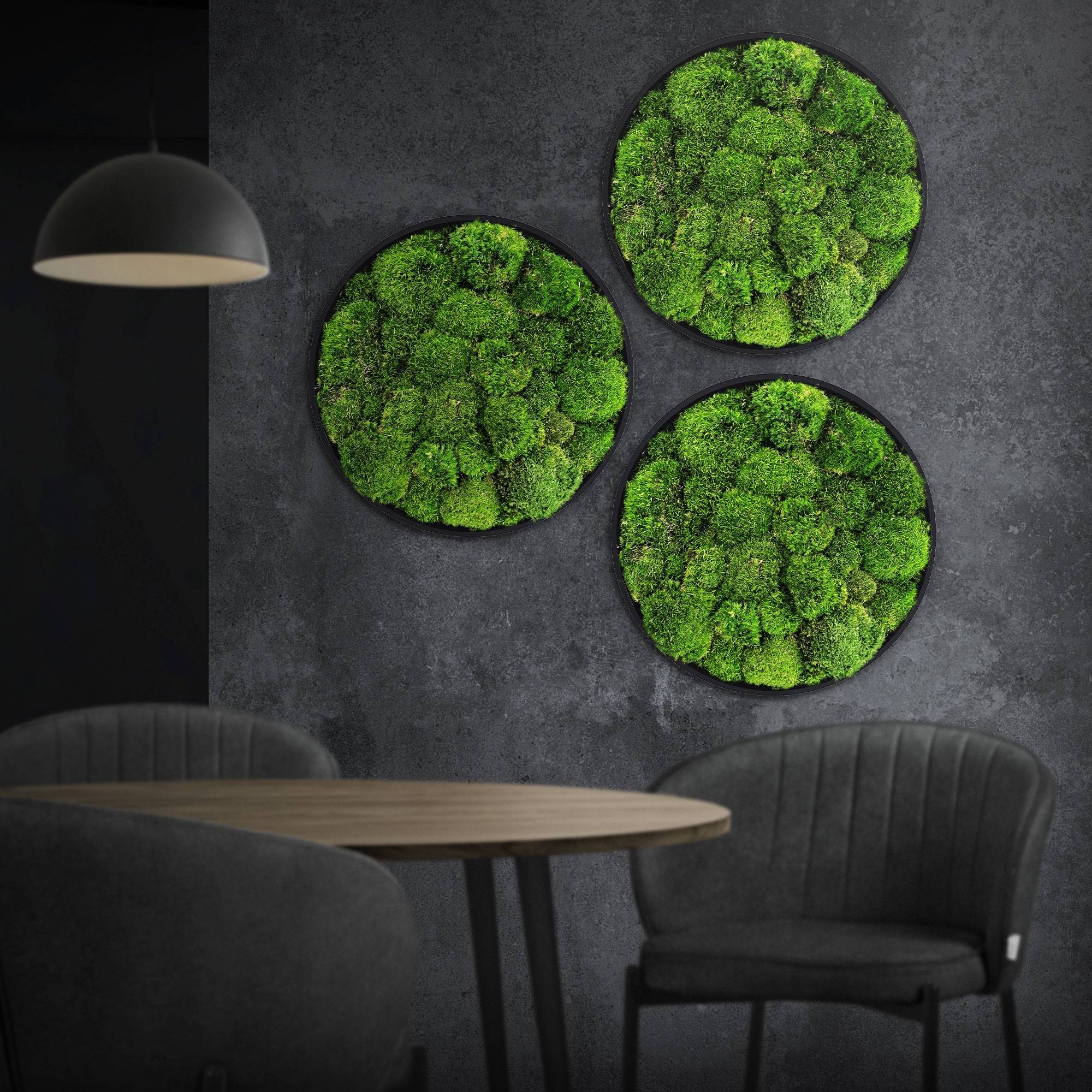 Ecd-Germany - Tableau en mousse boule stabilisée, ronde, Ø 40 cm, vert, décoration murale végétale d'intérieur, cadre en MDF, sans arrosage ni entretien, effet 3D - Image 1