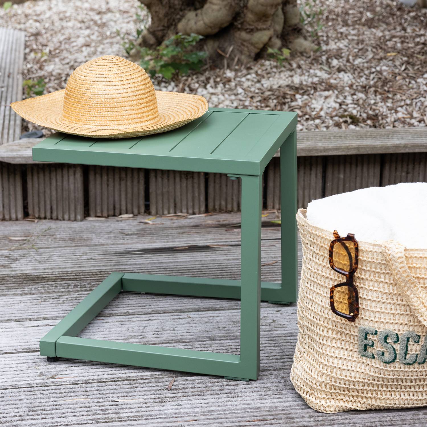 Table d'appoint BARBADOS en aluminium vert sauge - HAPPY GARDEN - Image 2