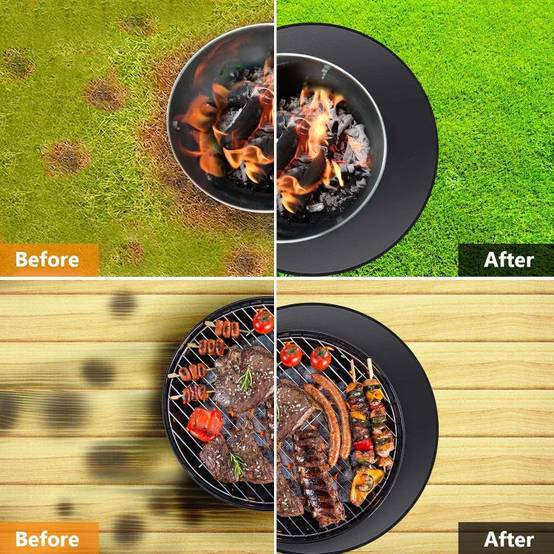 Accessoires de barbecue,Tapis de barbecue ignifuge, protection de sol pour barbecue en plein air, camping, rond, 122 cm – Noir-Lytech - Image 5