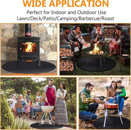 Accessoires de barbecue,Tapis de barbecue ignifuge, protection de sol pour barbecue en plein air, camping, rond, 122 cm – Noir-Lytech - Image 4