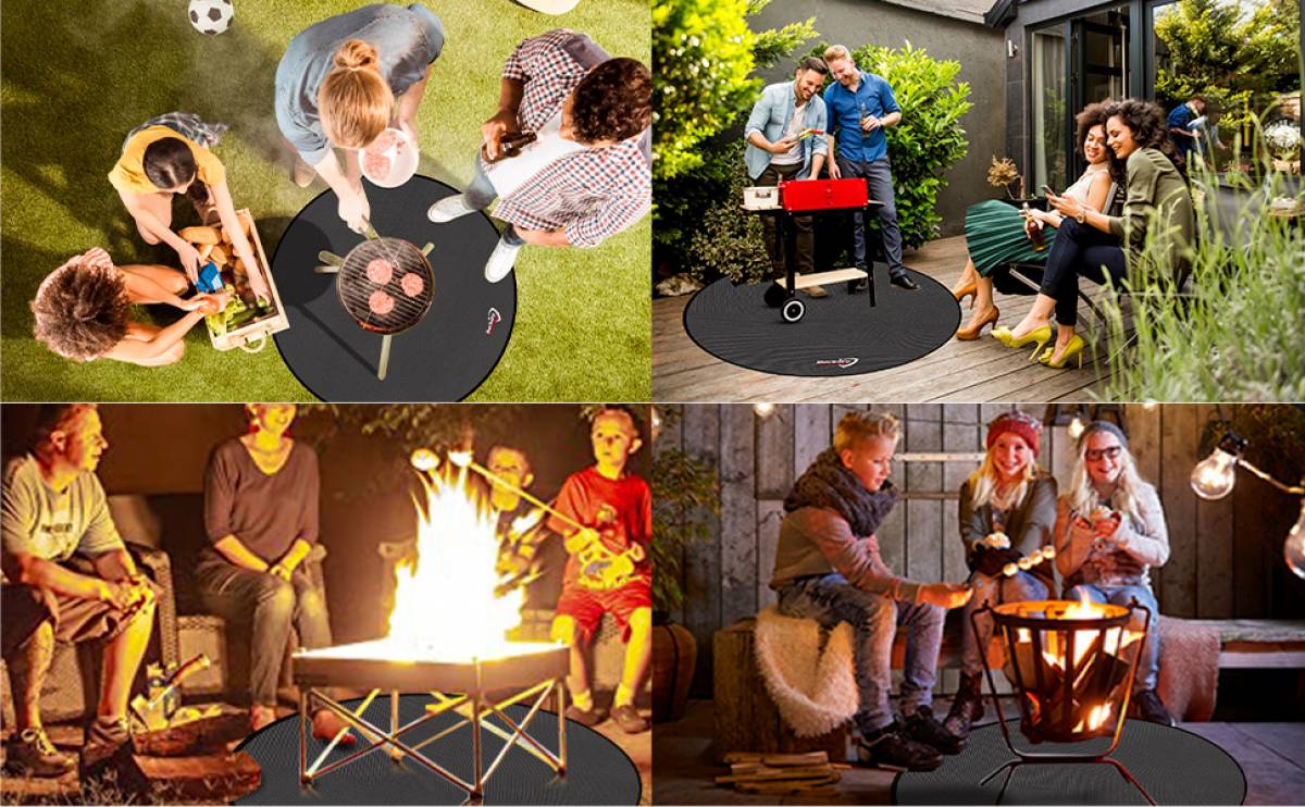 Accessoires de barbecue,Tapis de barbecue ignifuge, protection de sol pour barbecue en plein air, camping, rond, 122 cm – Noir-Lytech - Image 3
