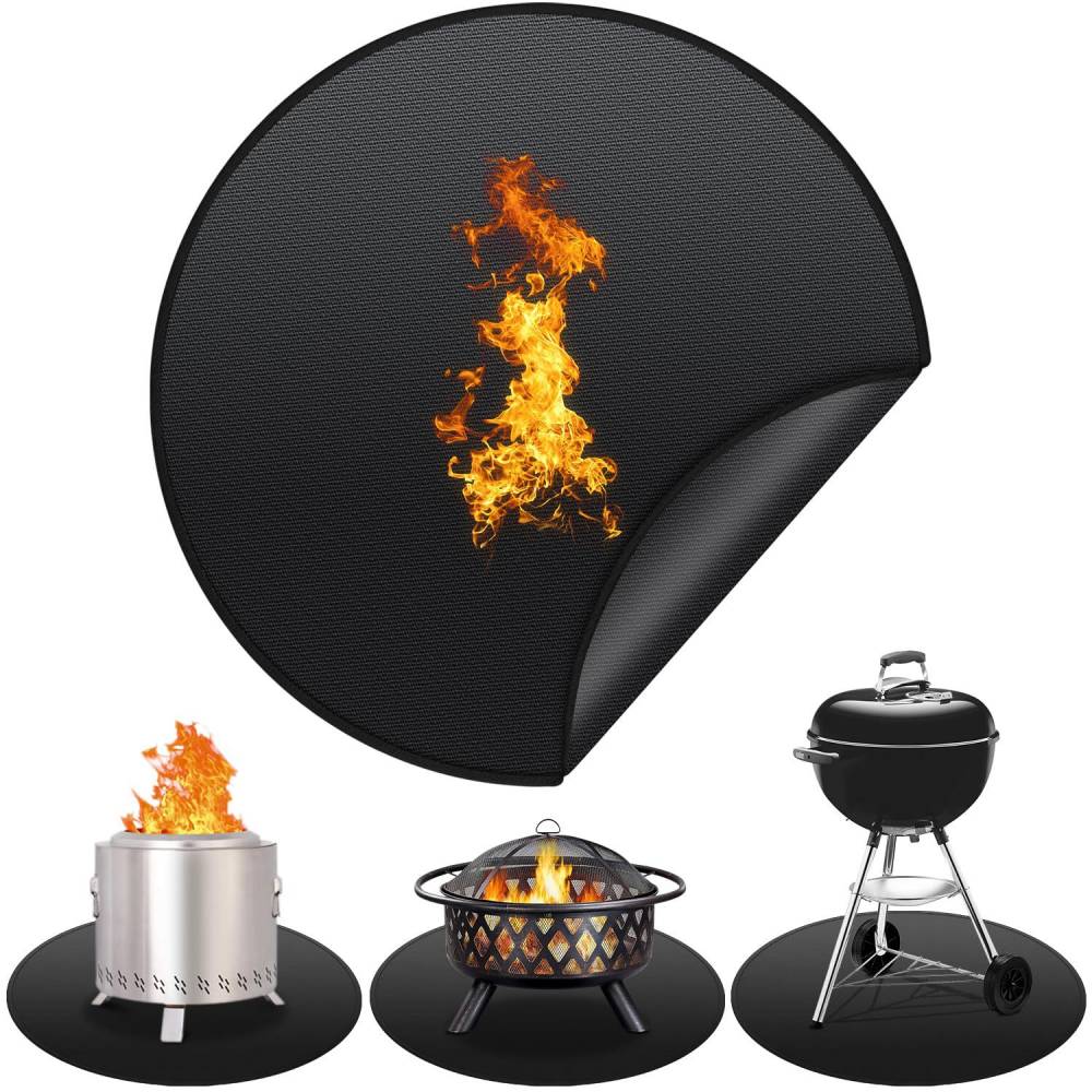 Accessoires de barbecue,Tapis de barbecue ignifuge, protection de sol pour barbecue en plein air, camping, rond, 122 cm – Noir-Lytech - Image 7