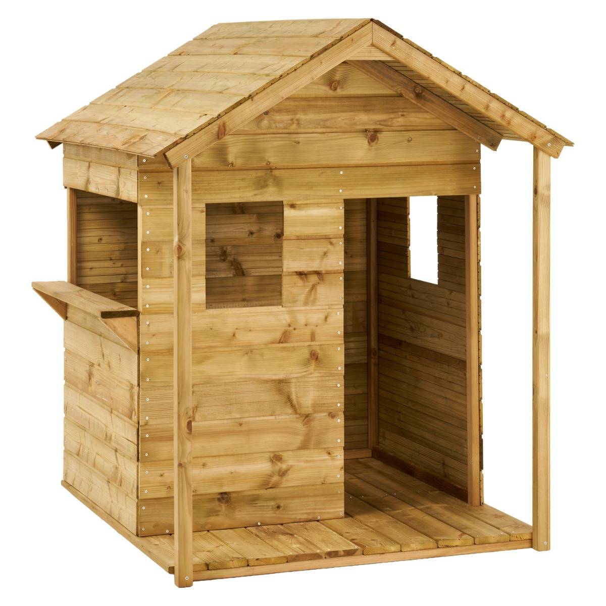 Kangui - Maisonnette bois cabane enfant extérieur - Toit étanche - Comptoir - Préau COSI Kangui - Image 1