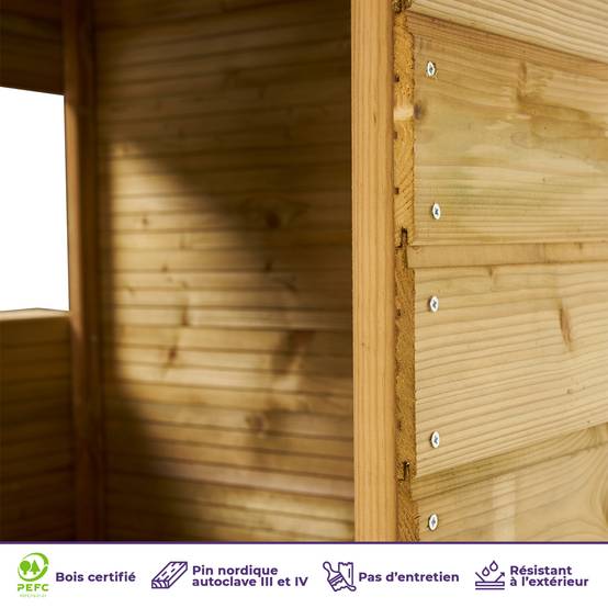 Kangui - Maisonnette bois cabane enfant extérieur - Toit étanche - Comptoir - Préau COSI Kangui - Image 4