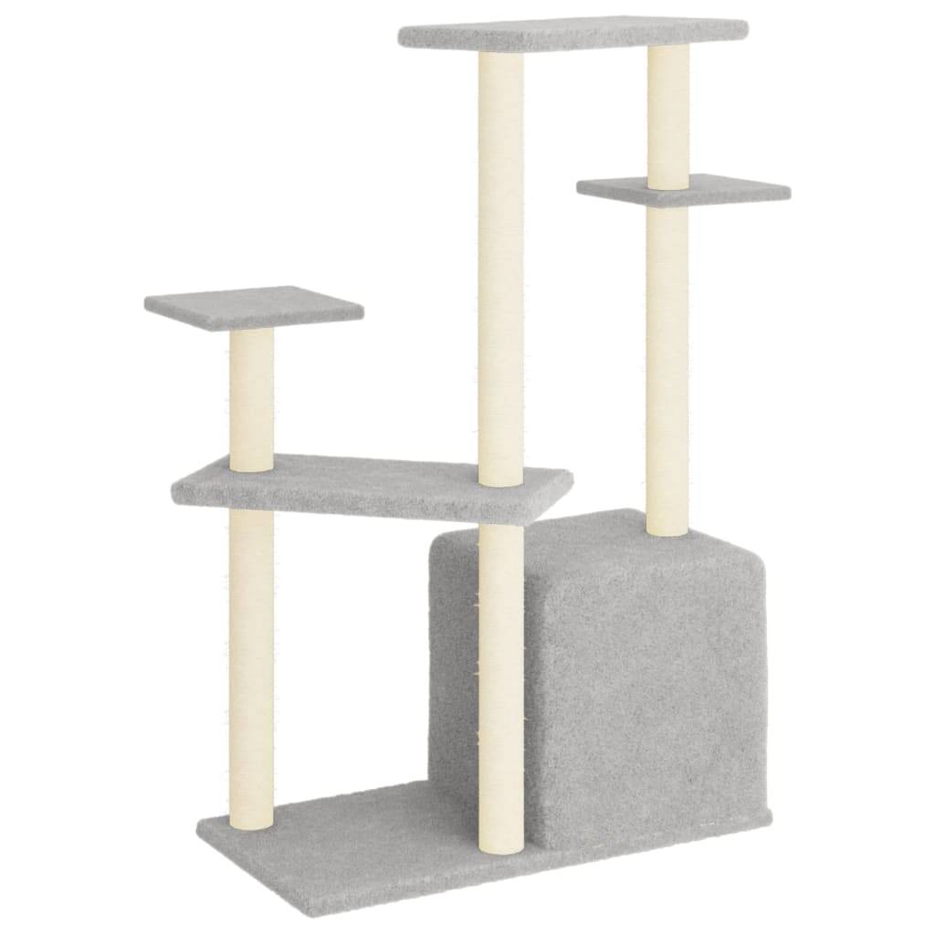 Arbre à chat design en sisal avec niche et plateformes de repos Gris Clair 107,5 cm – ComfortXL Pet Living - Image 5