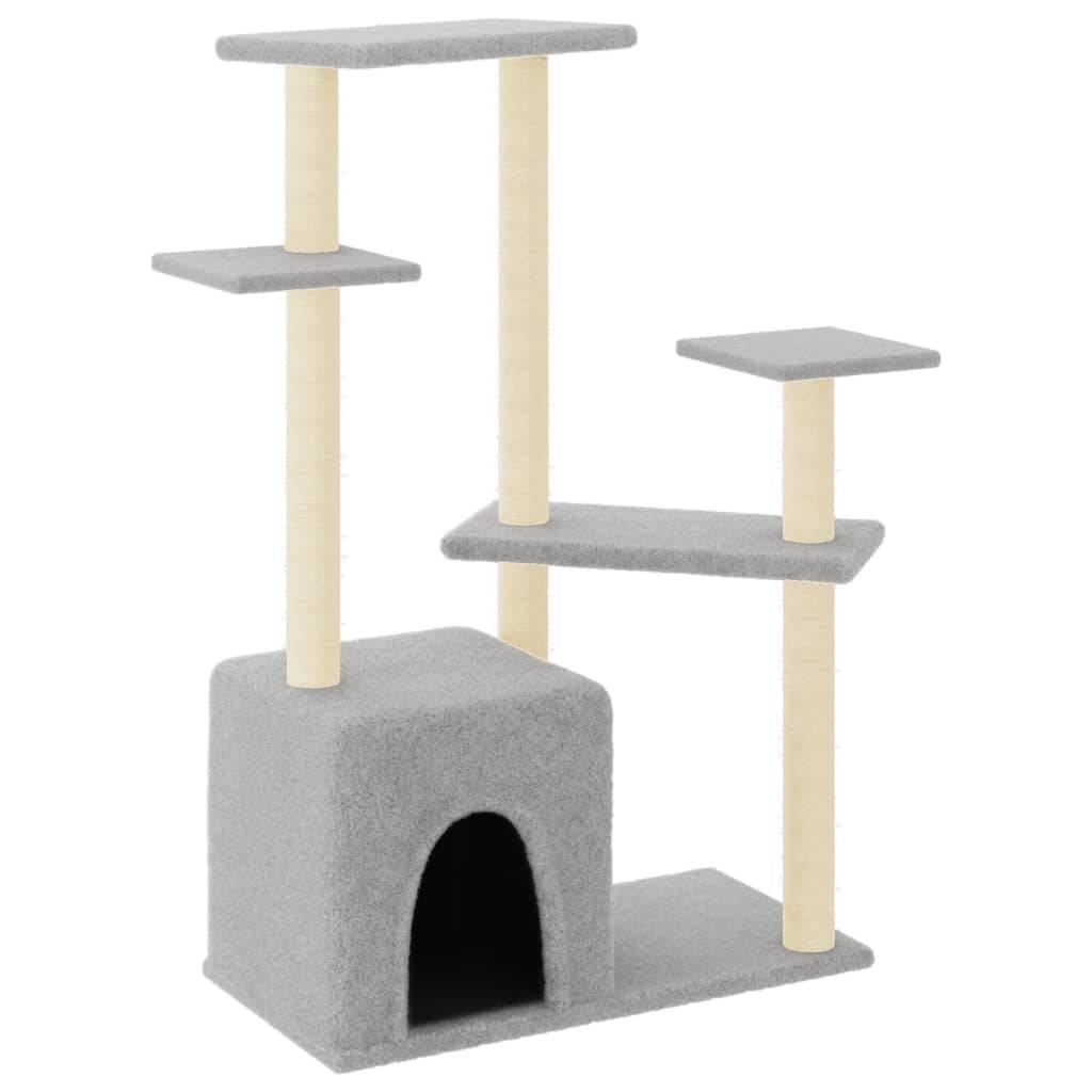 Arbre à chat design en sisal avec niche et plateformes de repos Gris Clair 107,5 cm – ComfortXL Pet Living - Image 2