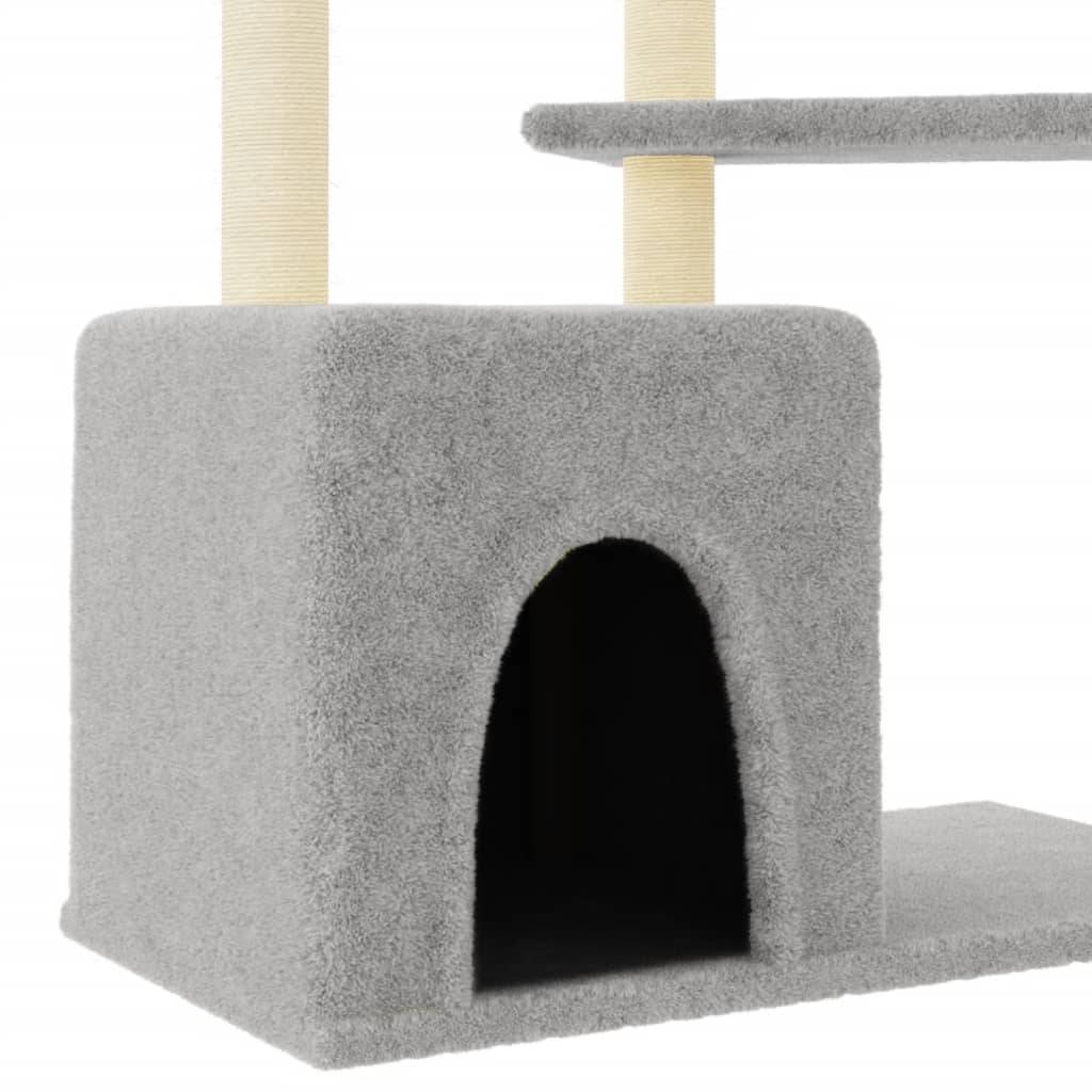 Arbre à chat design en sisal avec niche et plateformes de repos Gris Clair 107,5 cm – ComfortXL Pet Living - Image 6