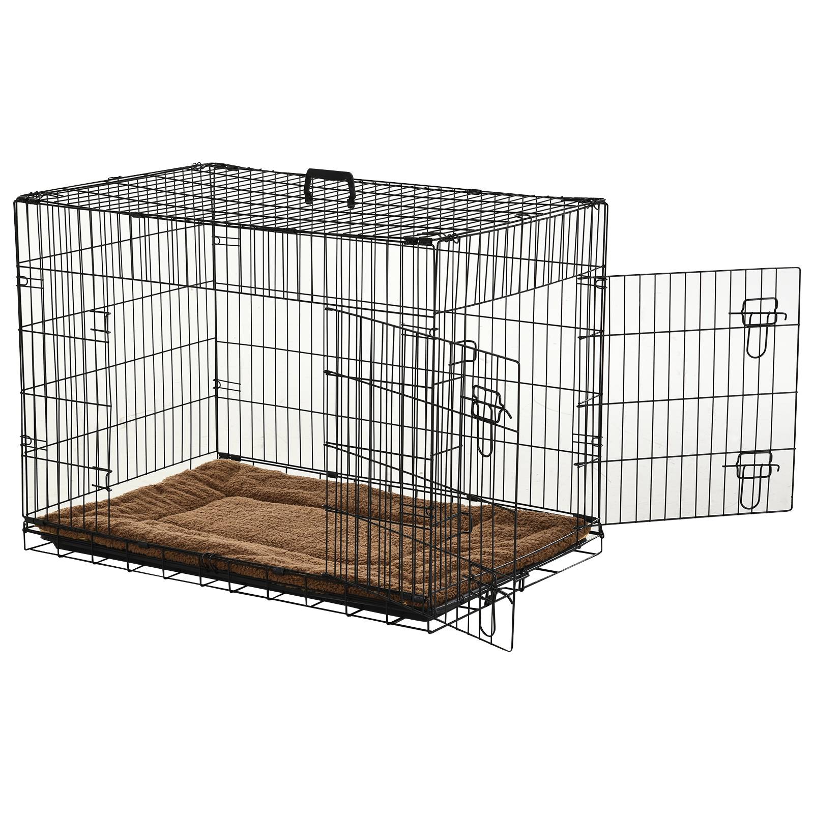 Pawhut - Cage caisse de transport pliante pour chien poignée, plateau amovible, coussin fourni 92 x 57 x 62,5 cm - Image 4