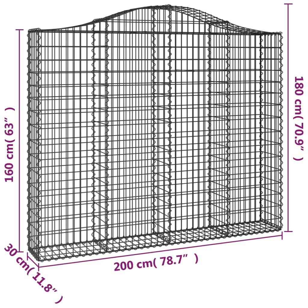 Vidaxl - Panier de gabions arqué 200x30x160/180 cm Fer galvanisé vidaXL 153388 - Image 3
