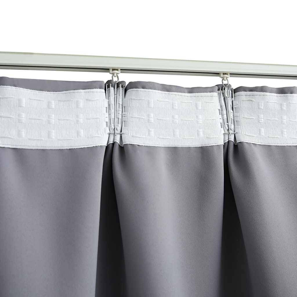 Rideaux occultants - Panneaux de rideau avec crochets 2 pcs Gris 140x245 cm - Image 4