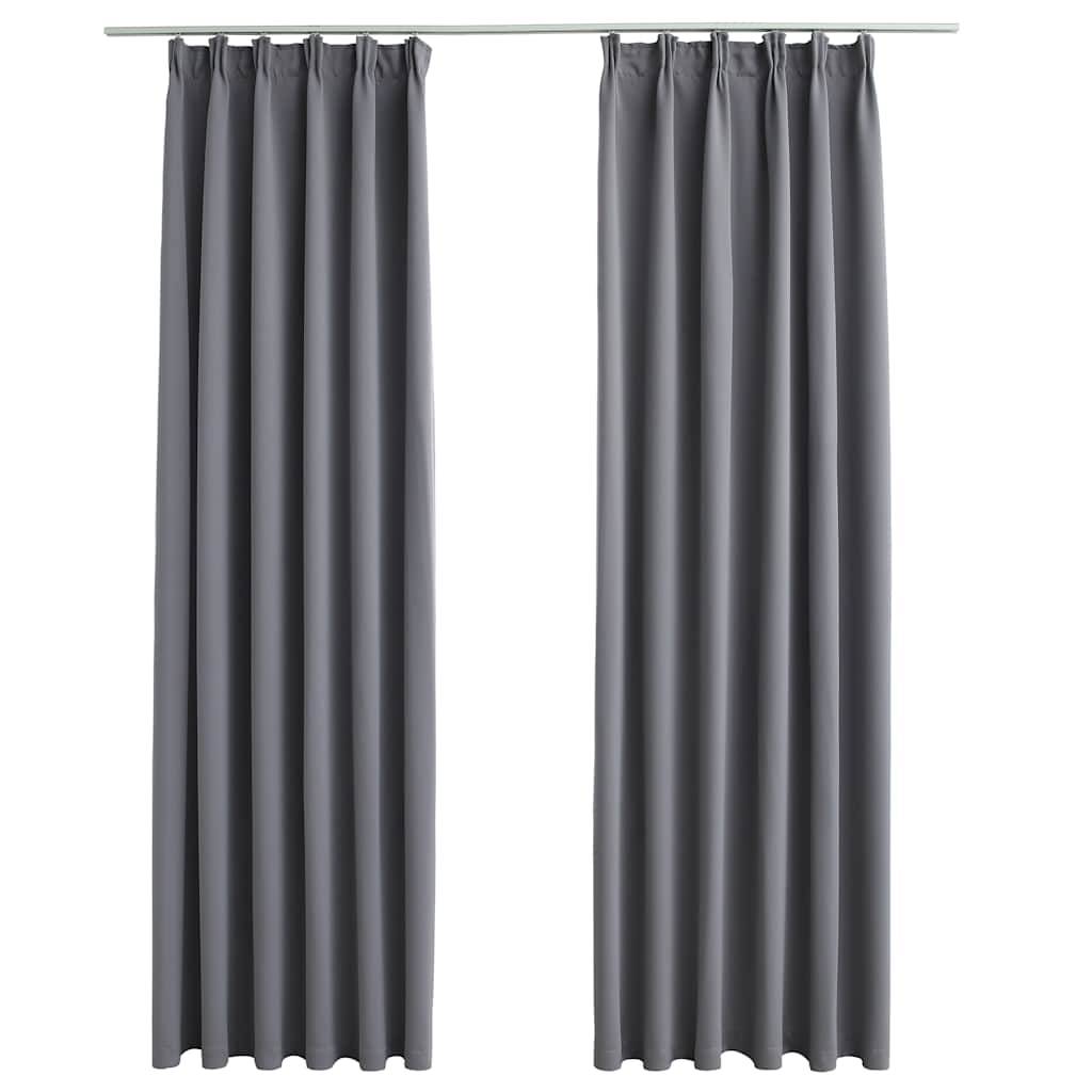 Rideaux occultants - Panneaux de rideau avec crochets 2 pcs Gris 140x245 cm - Image 1