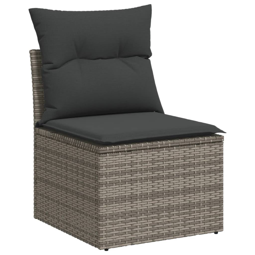Salon de jardin 5 pcs | Mobilier d'extérieur avec coussins gris résine tressée Maison Chic - Image 3