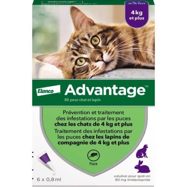 Advantage - ADVANTAGE Solution Antipuce Chat Lapin +4kg 6 pipettes - Image 1