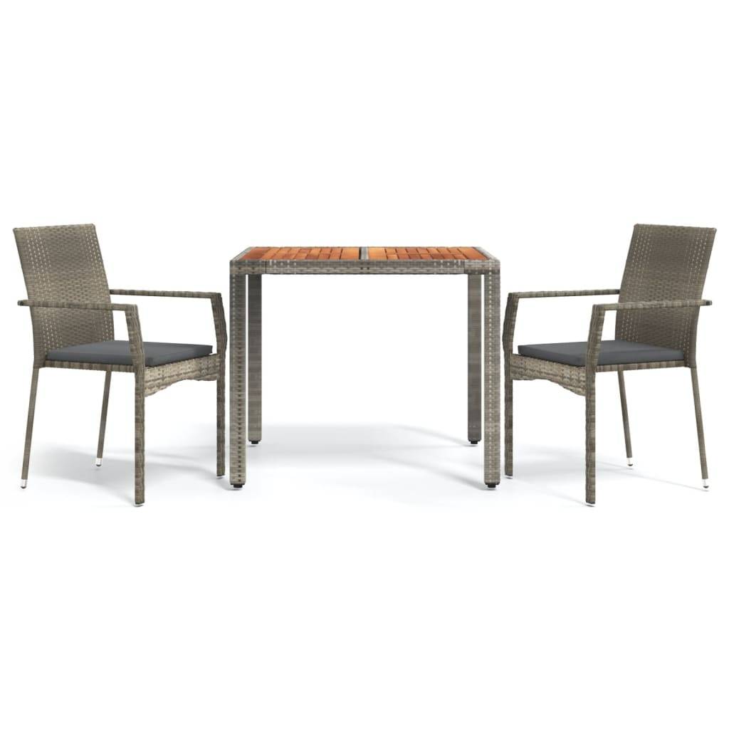 Vidaxl - Ensemble à manger de jardin 3 pcs coussins gris résine tressée vidaXL 3184993 - Image 2