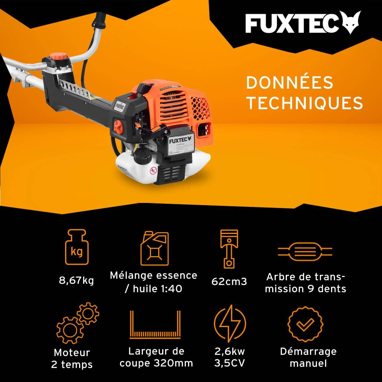 FUXTEC - Débroussailleuse thermique pro 62 cm³ 3,5 CV anti-vibrations usage intensif – Fuxtec - Image 3